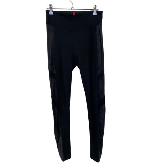 Spanx M black Faux Leather Panels High Waist Ponte Moto Leggings - Picture 2 of 4